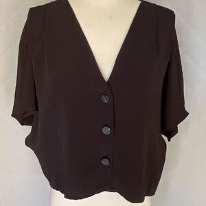 TopShop Dolman Sleeve Black Button-Up Blouse - Size 8